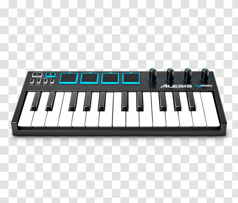 MIDI Controllers Alesis Vmini Portable 25-Key USB-MIDI Controller Keyboard Musical - Cartoon - Instruments Transparent PNG