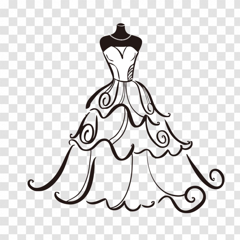 Wedding Dress Bride Clip Art - Line Transparent PNG