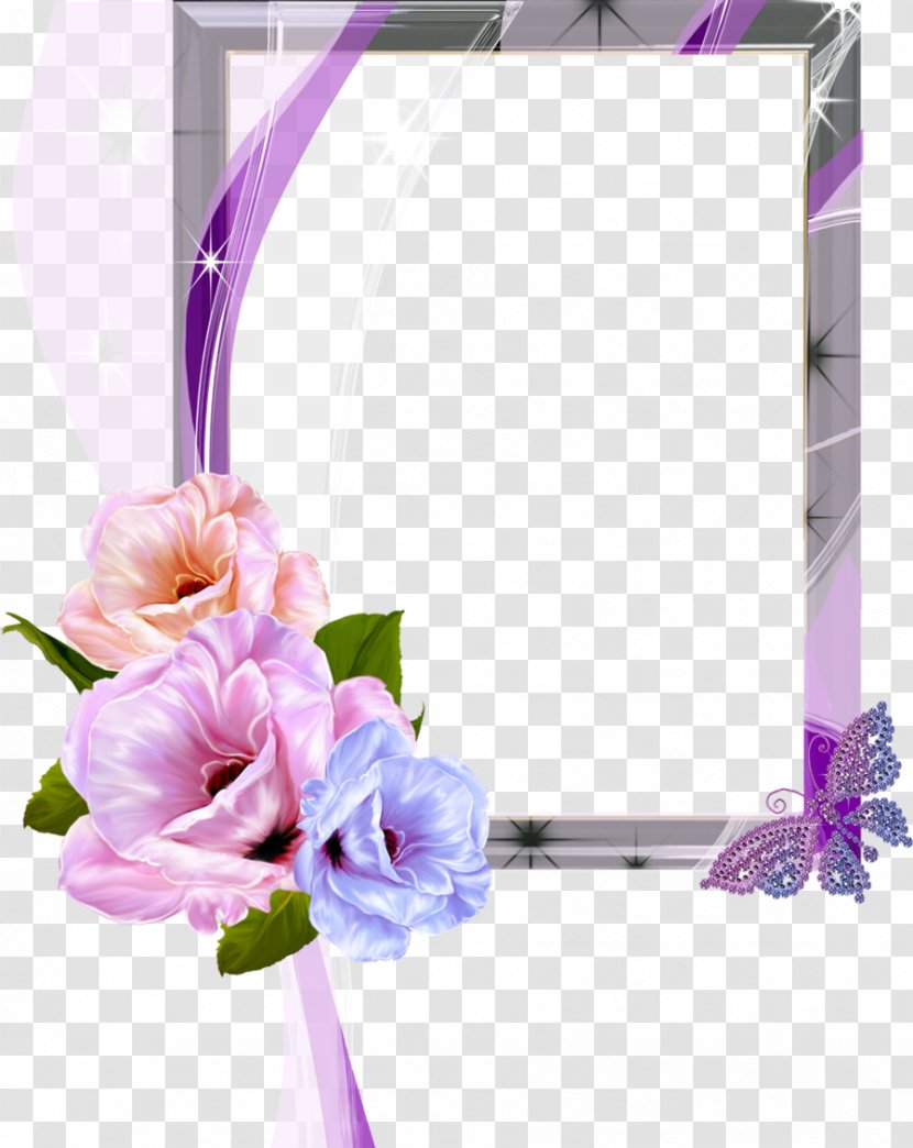 Picture Frames Clip Art - Violet - Floral Photo Frame Transparent PNG