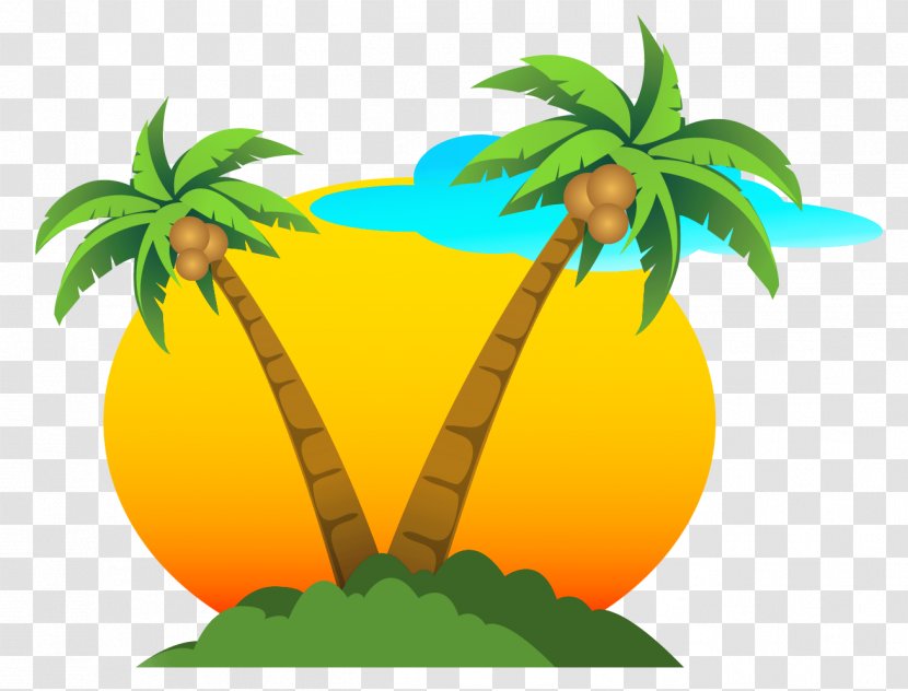 Summer Clip Art - Food - Palms And Sun Vector Clipart Transparent PNG