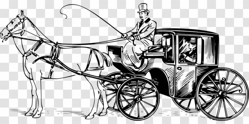 Ernie's Roadhouse Horse Drawing Carriage Coach - Monochrome Transparent PNG