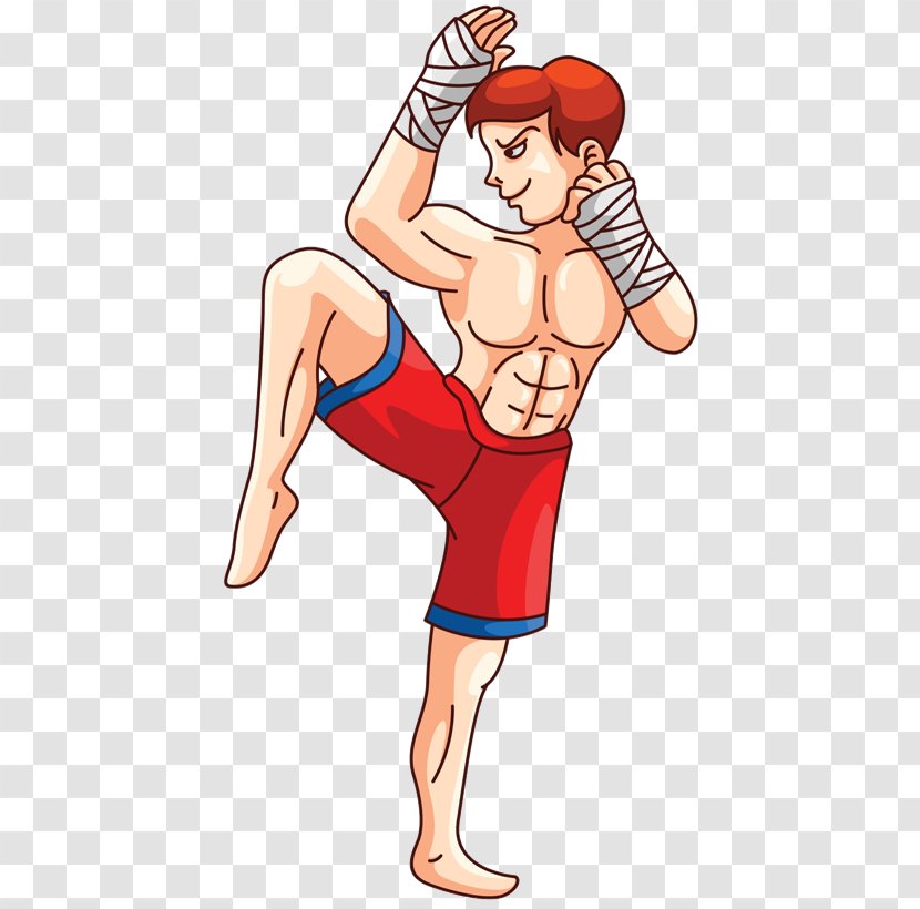 Muay Thai Kickboxing Drawing - Watercolor - Boxing Transparent PNG