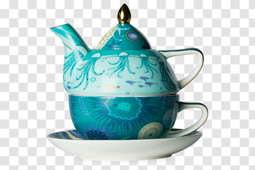 Teapot Saucer Teaware T2 - Blue - Under Sea Transparent PNG