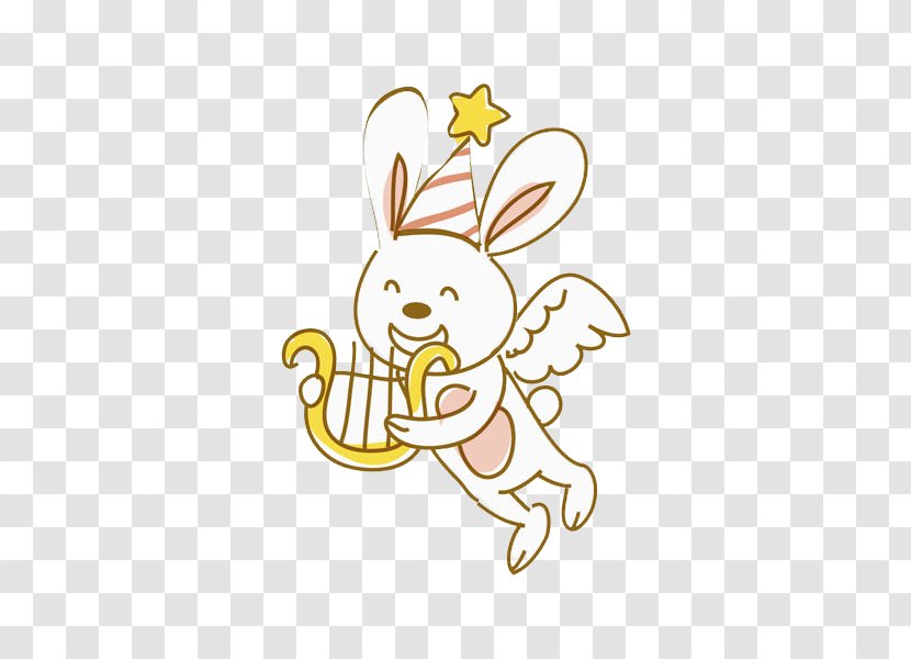 Golden Stars Bubble Bunny - Watercolor - Angel Transparent PNG