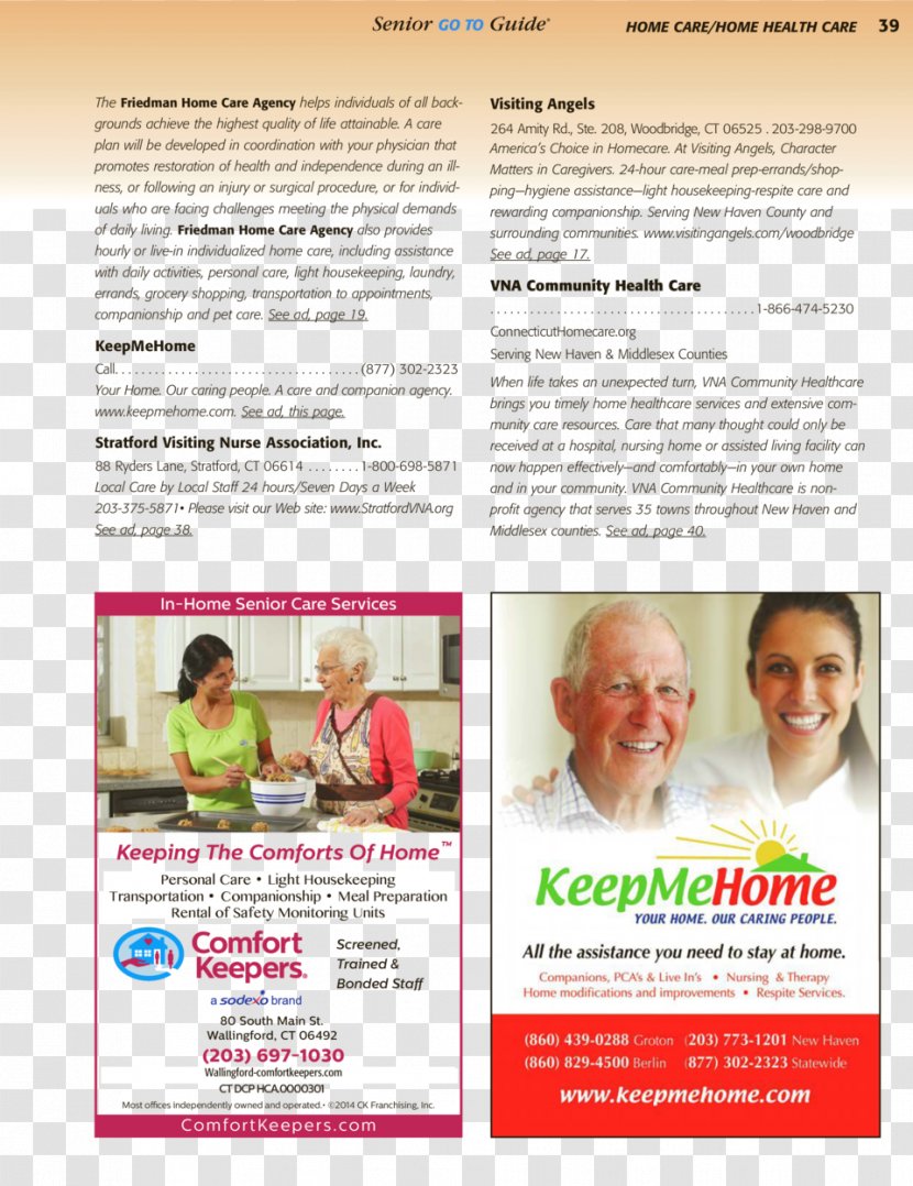 Flyer Brochure Comfort Keepers - Advertising - Senior Care Transparent PNG
