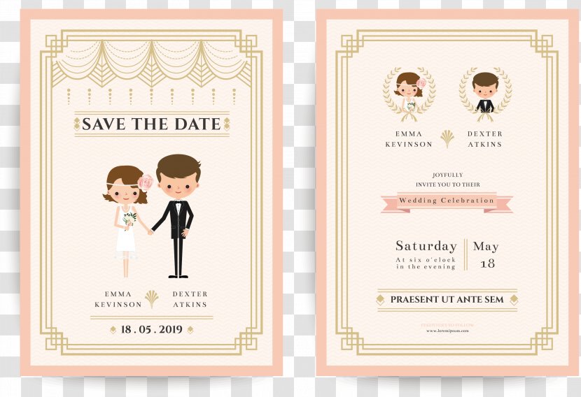 Wedding Invitation Bridegroom Illustration - Bride - Vector Invitations Transparent PNG