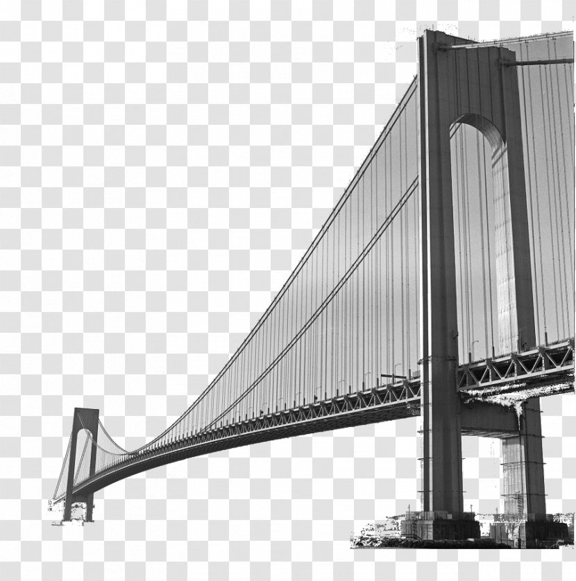 Verrazano-Narrows Bridge New York City Marathon Bridge–tunnel Beam - Black And White - Verrazano Transparent PNG