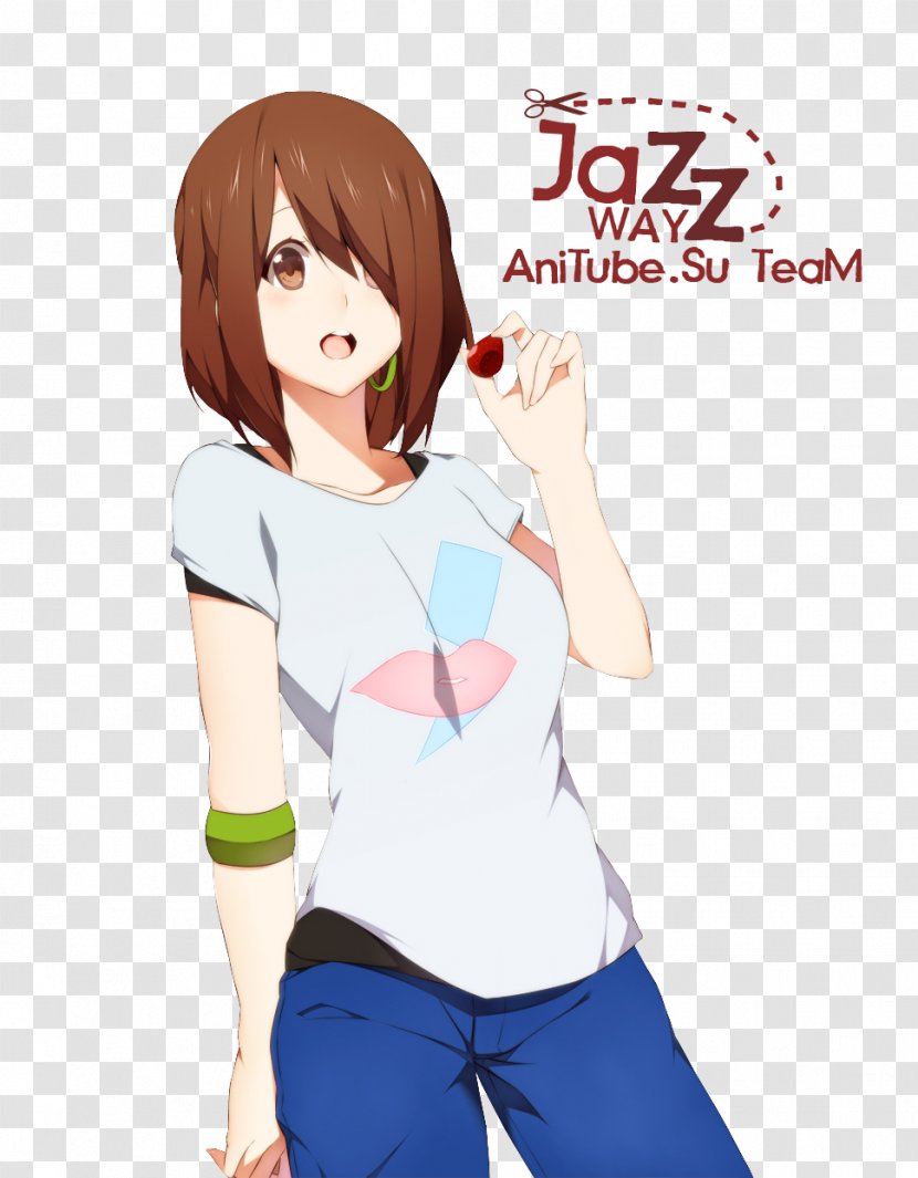 Black Hair Brown Sleeve Finger - Watercolor - Yui Hirasawa Transparent PNG