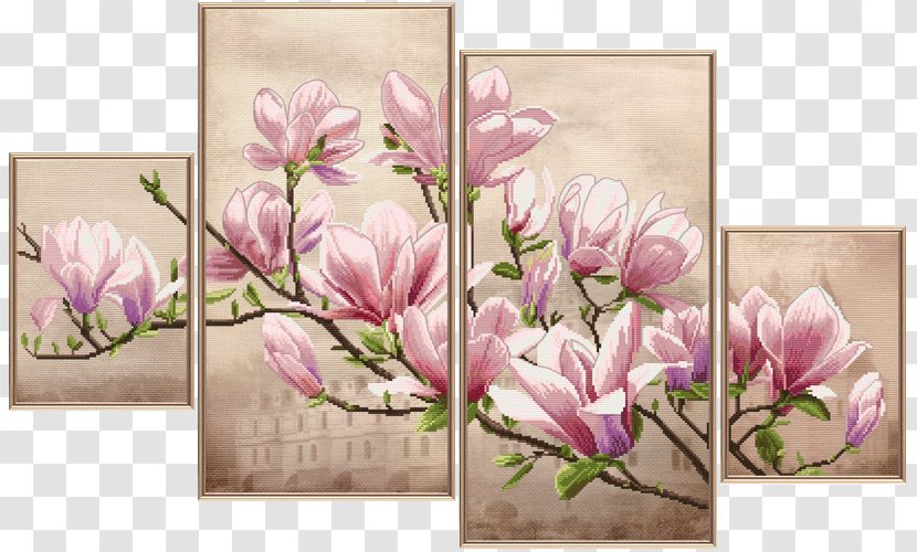 Nova Sloboda Cross-stitch Aida Cloth Embroidery Chinese Magnolia - Flowering Plant Transparent PNG