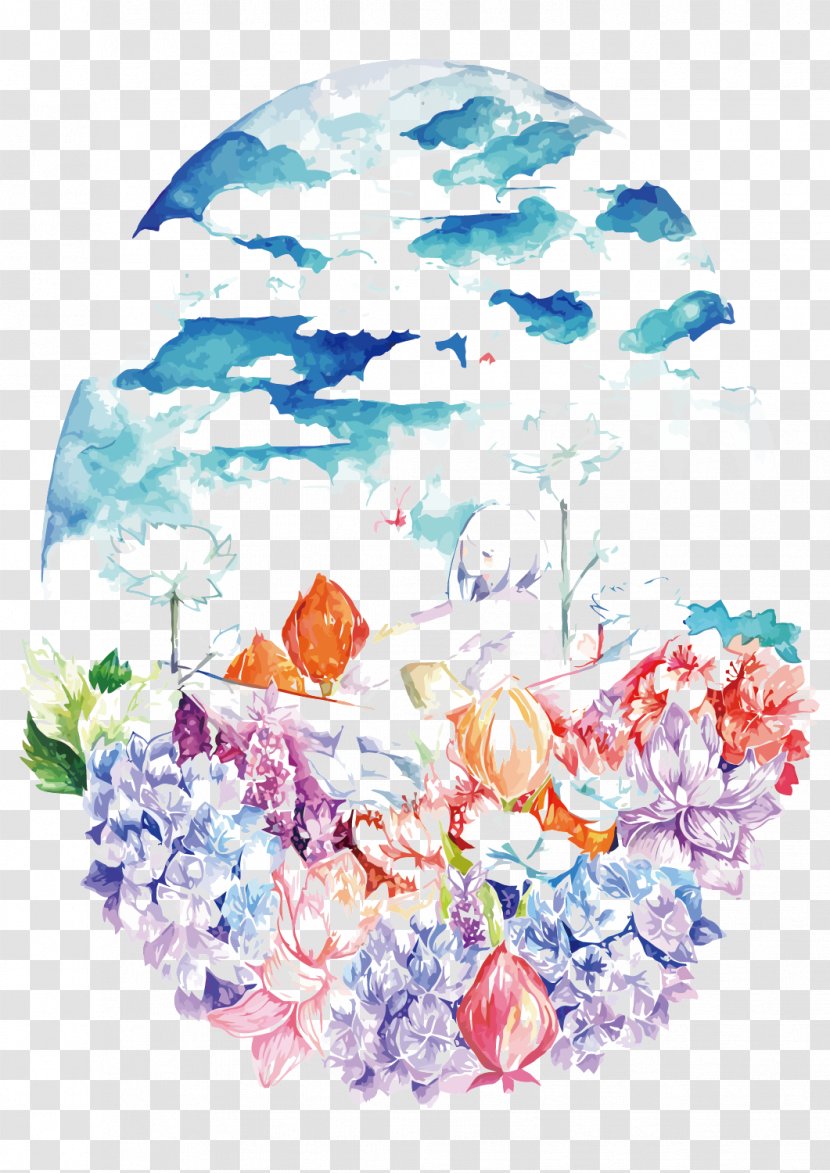 Floral Design Flower Bouquet Watercolor Painting Sky - Cut Flowers - Vector Under The Transparent PNG
