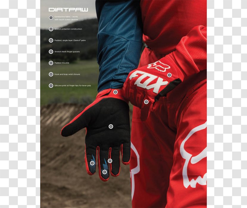 Red Fox Racing Yellow Green Glove - Protective Gear In Sports - Troy Honda Transparent PNG