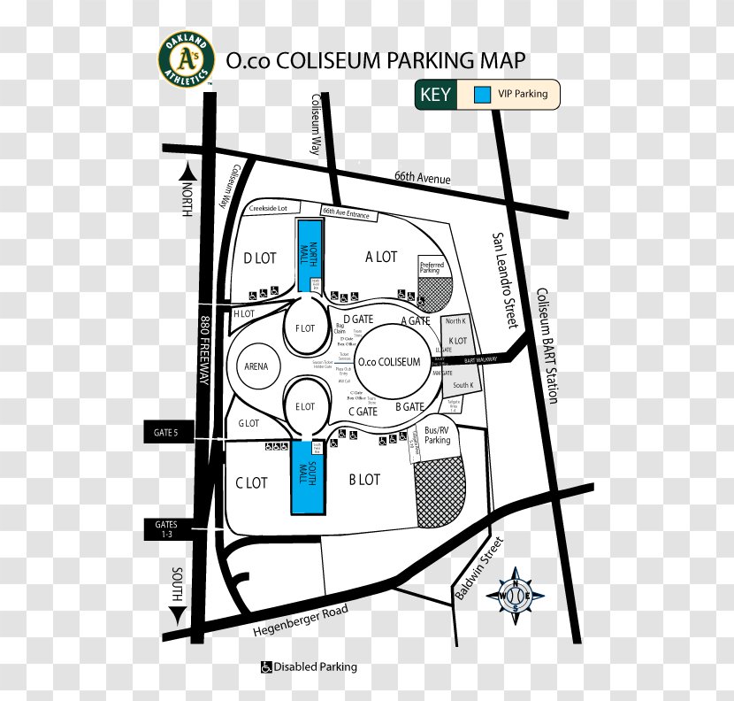 O.co Coliseum Oakland Athletics Oracle Arena Map Parking - Vip Pass Transparent PNG