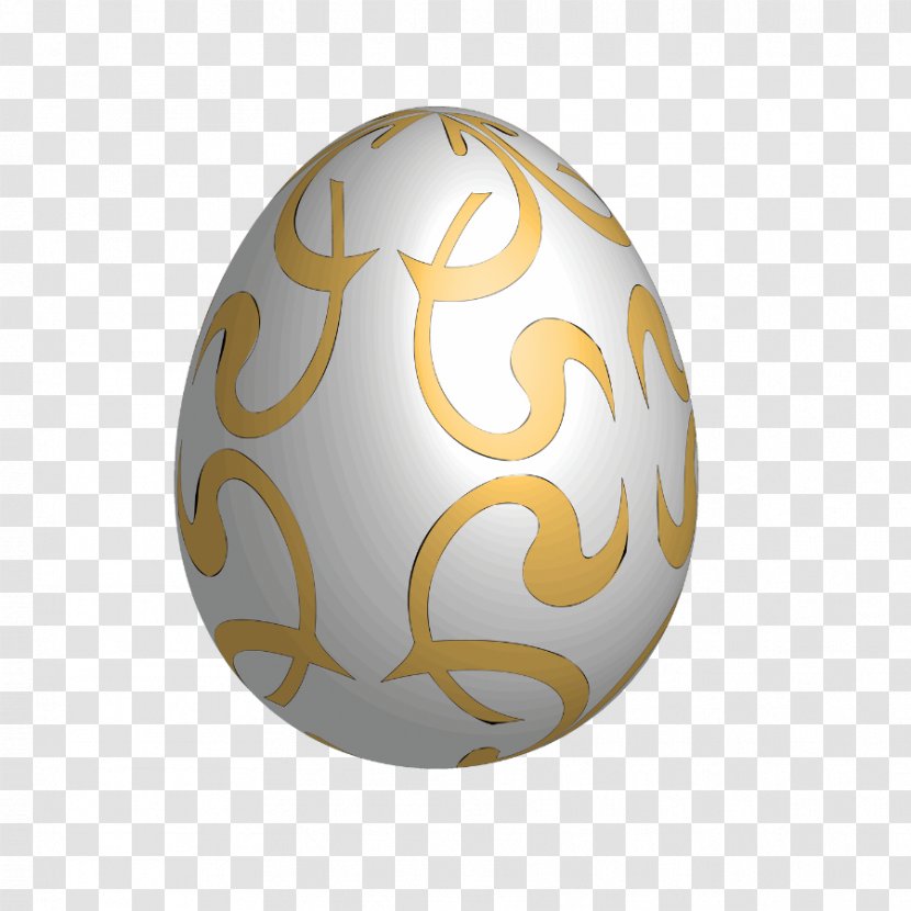 Red Easter Egg Golden - Large White With Gold Ornaments Transparent PNG