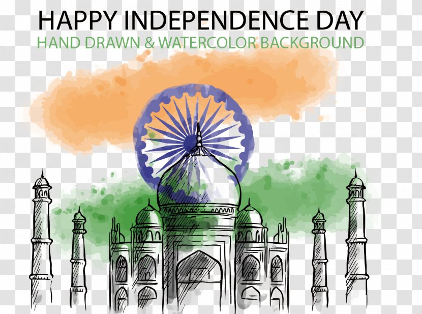 Indian Independence Movement Day Drawing - Watercolor Painting - Vector Hand-painted India Transparent PNG