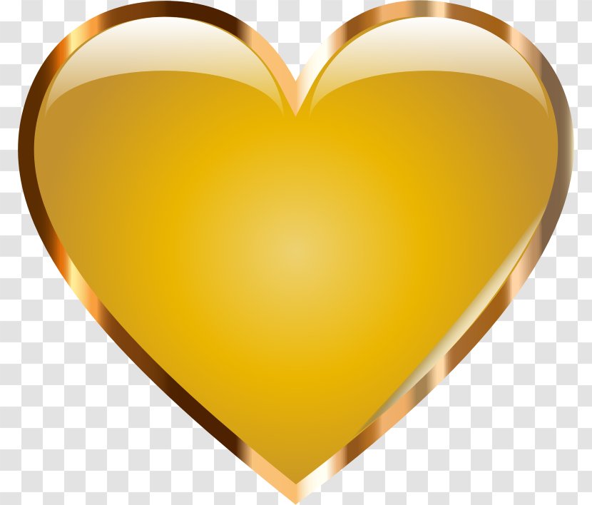 Gold Heart Clip Art - Yellow Transparent PNG