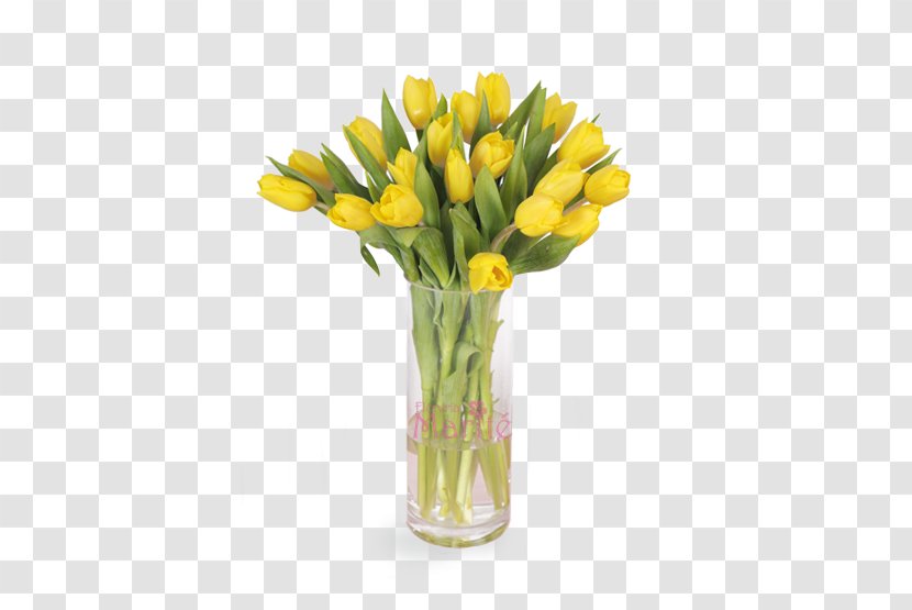 Floral Design Yellow Vase Tulip Cut Flowers - Flowerpot - Transparent Transparent PNG