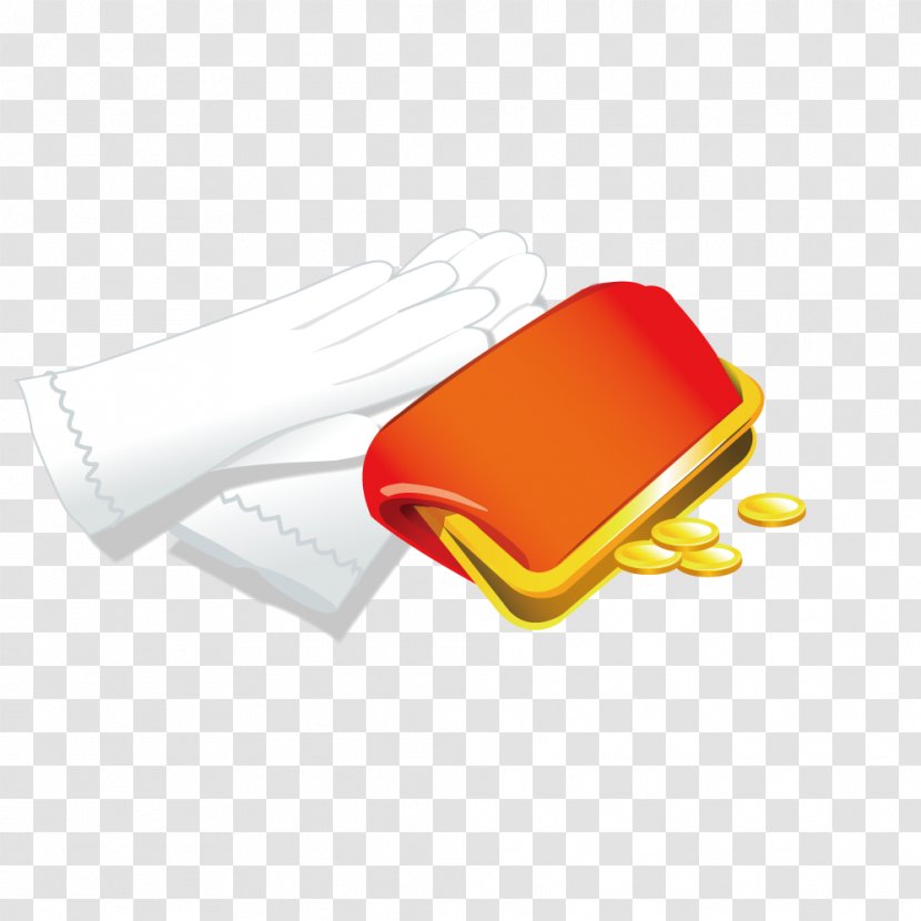 Wallet Bag - Orange - White Gloves And Red Gold Coins Transparent PNG