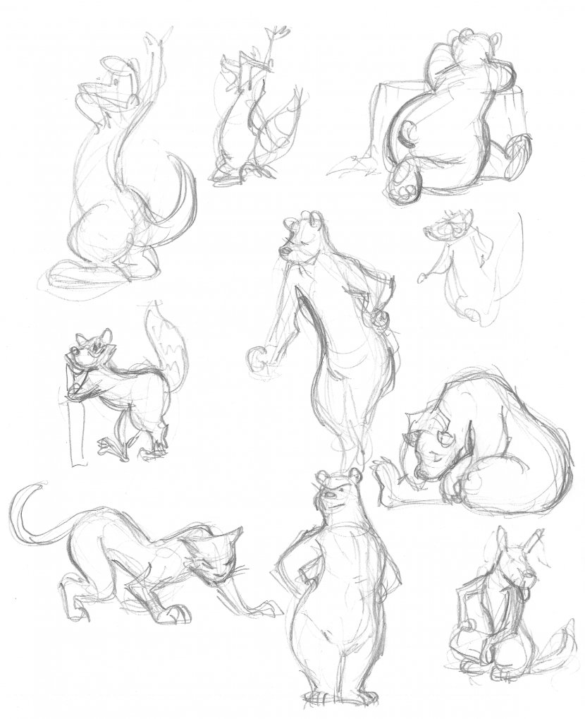 Visual Arts Gesture Drawing Line Art Sketch - Monochrome - Drawings Of Animals Transparent PNG