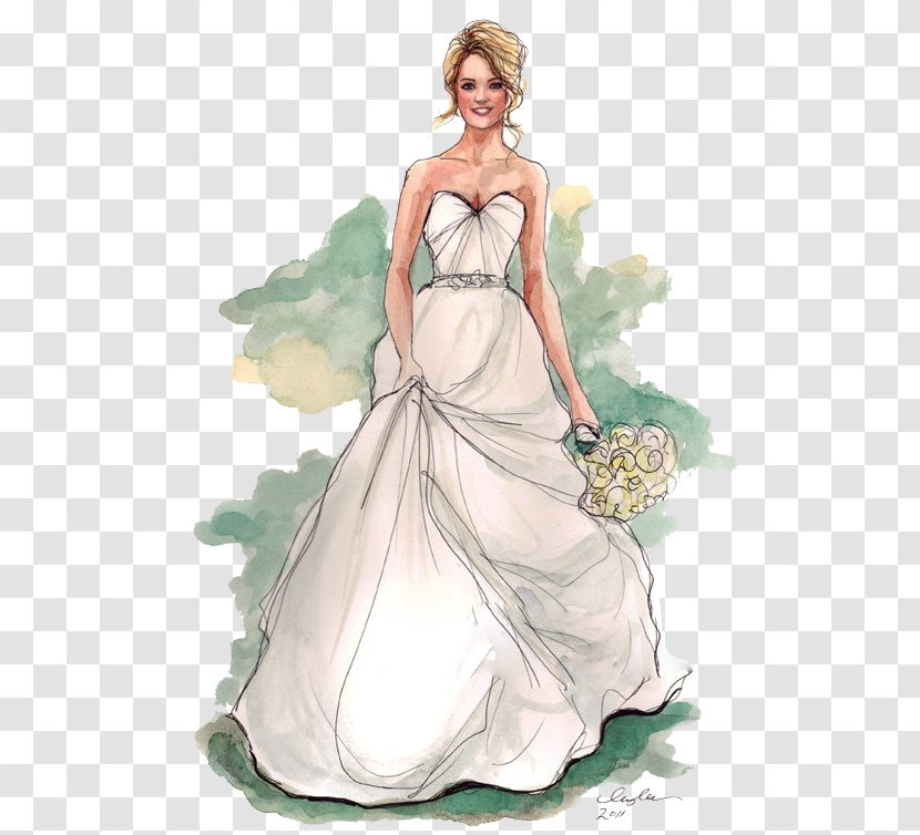 Drawing Bride Wedding Illustrator Illustration - Flower Transparent PNG