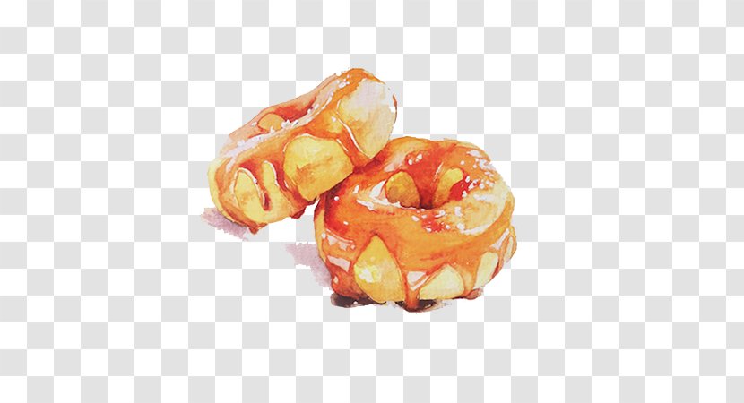 Doughnut Watercolor Painting Drawing Illustration - Fried Food - Hand-painted Cartoon Donut Transparent PNG