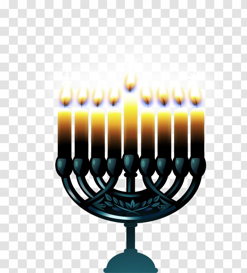 Hanukkah Temple In Jerusalem Menorah Candle Jewish Holiday - Star Of David - Vector European-style Candlestick Transparent PNG