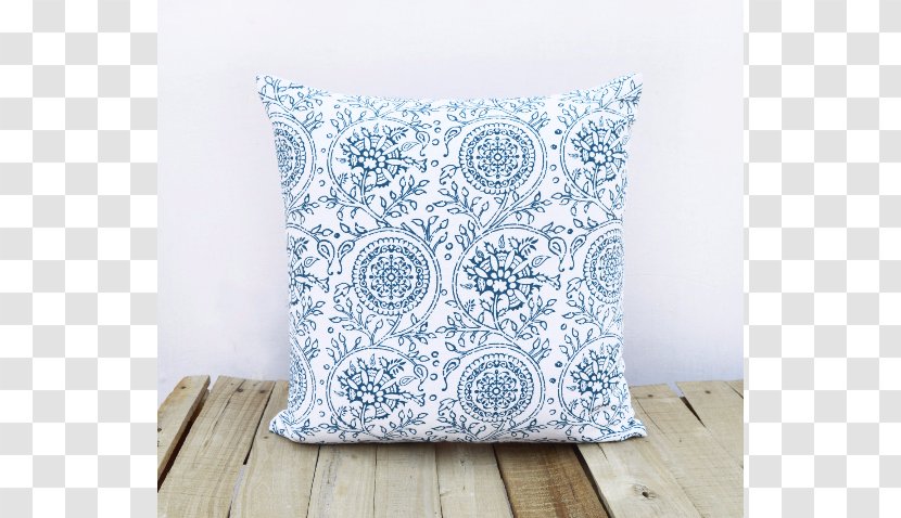 Cushion Throw Pillows Blue And White Pottery Kalamkari - Pillow Transparent PNG
