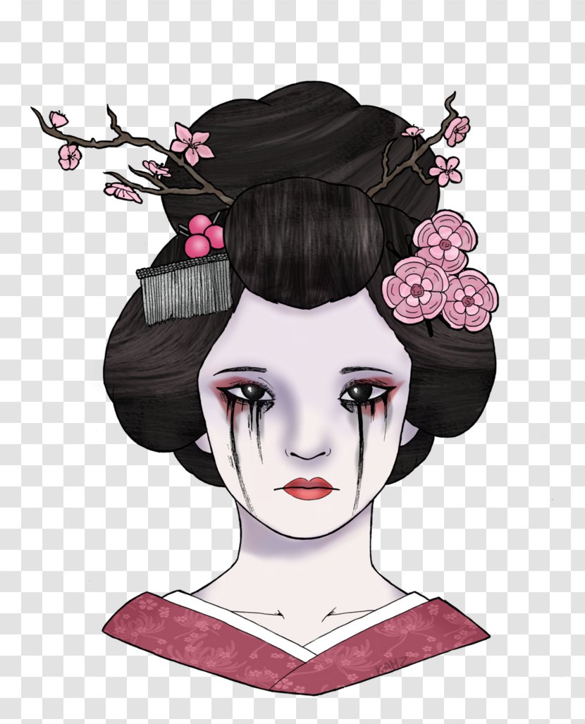 Illustration Geisha Eyebrow Forehead Hair - Ear - Samurai Transparent PNG