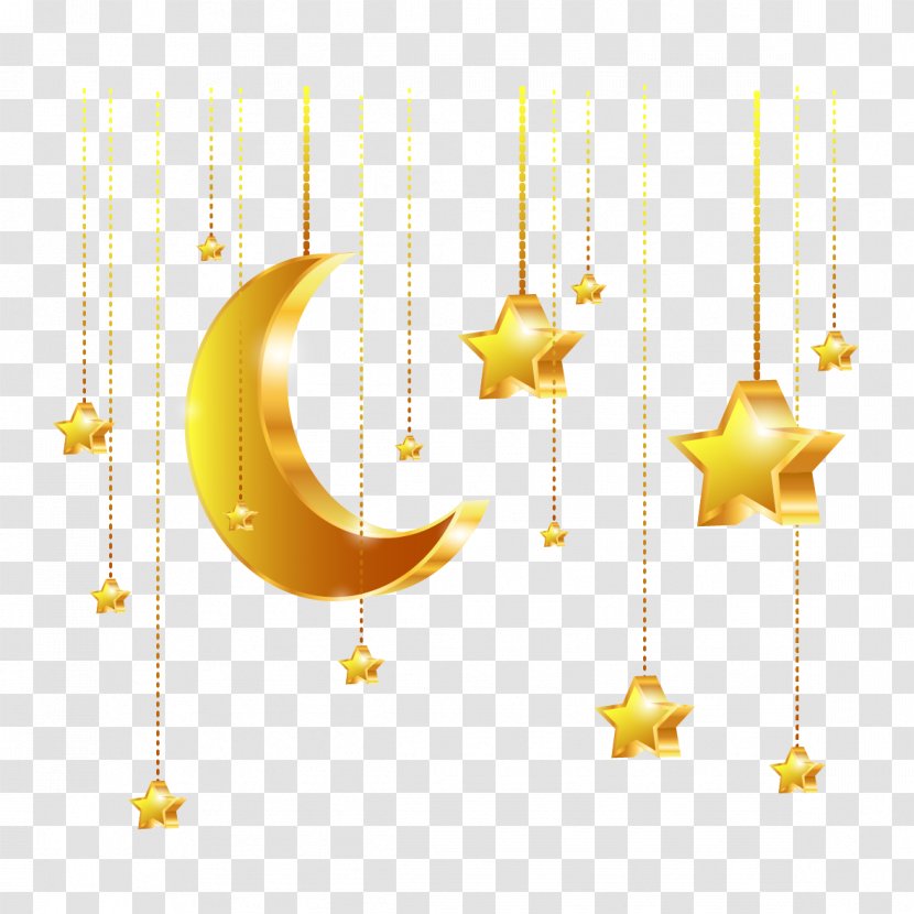 Golden Stars Euclidean Vector - Android - And The Moon Transparent PNG