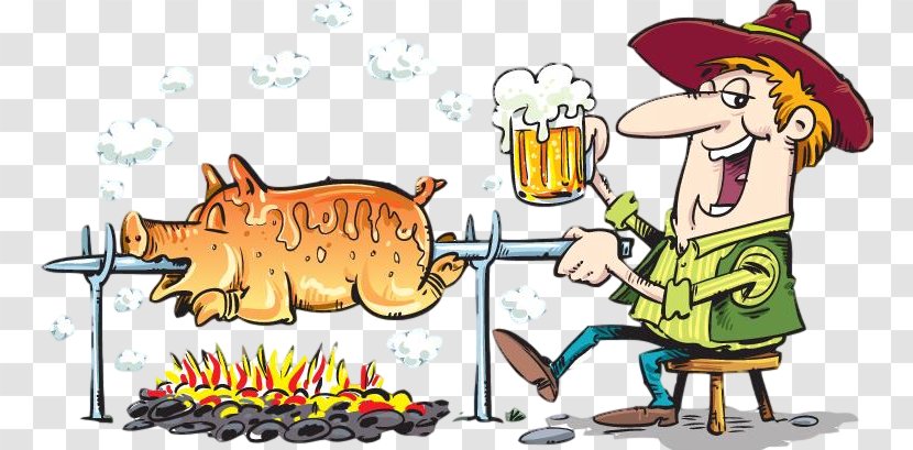 Pig Roast Barbecue Roasting Clip Art - Smoking - Cartoon Transparent PNG