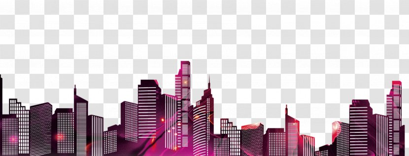 Silhouette City Illustration - Purple Transparent PNG