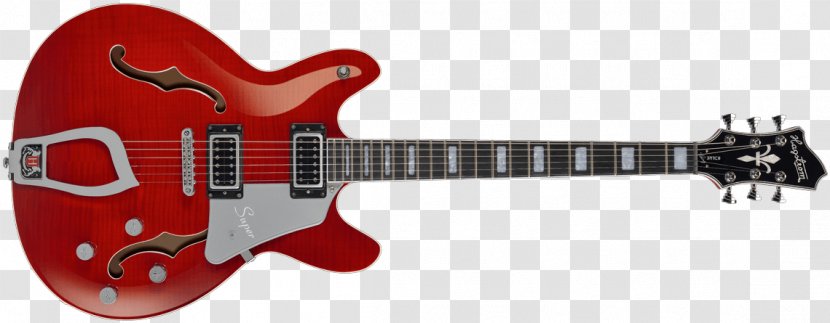 Gibson ES-335 Hagström Viking Hagstrom Super Swede Electric Guitar - Musical Instrument - Cherry Pull Down Transparent PNG