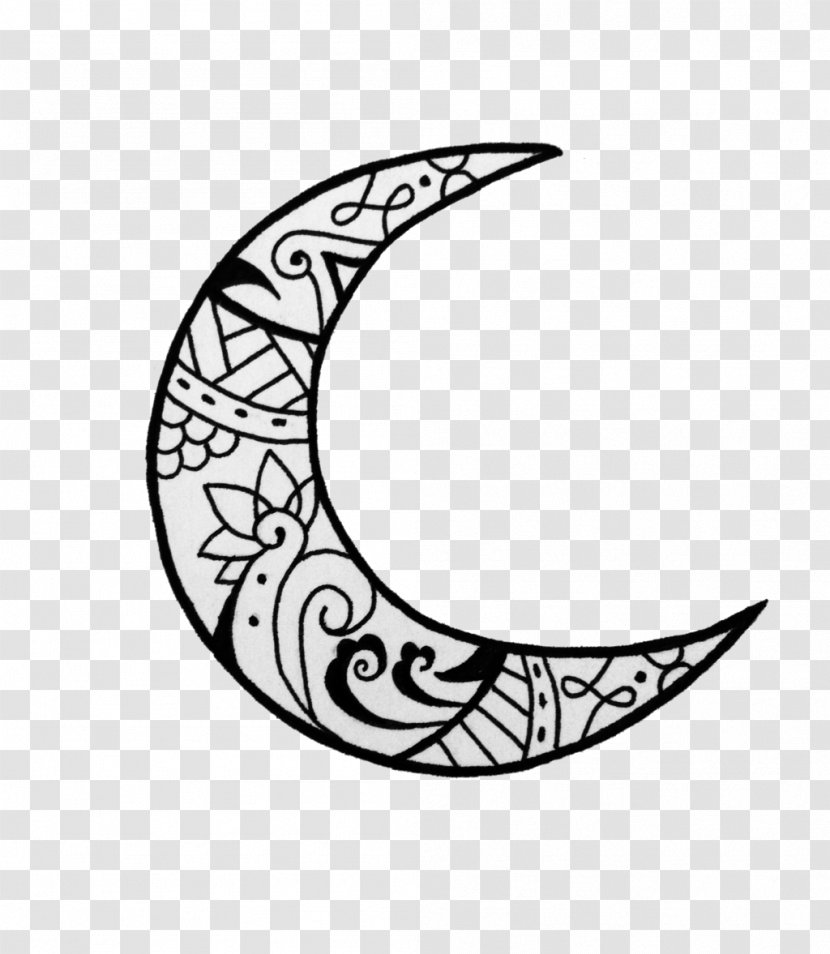Moon Drawing Tattoo - Star And Crescent - Tatto Transparent PNG