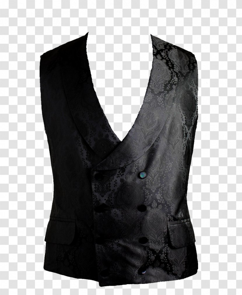 Gilets Neck Black M - Vest - Hogwarts Robes Drawing Transparent PNG