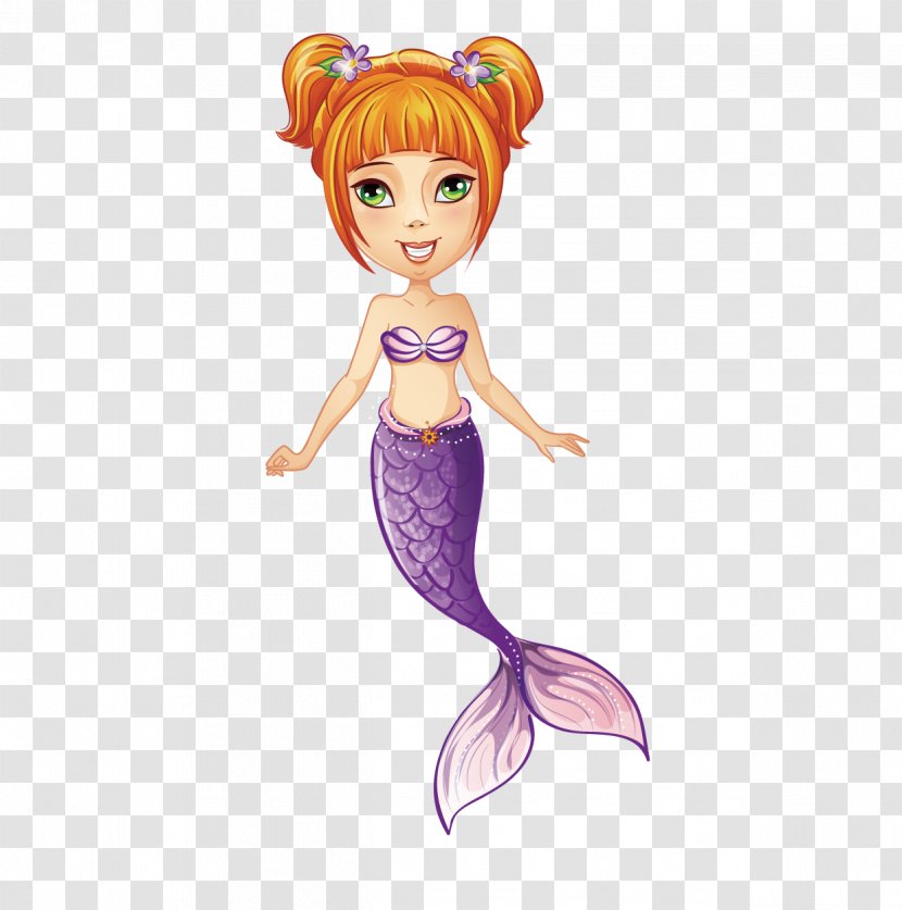 Cartoon Underwater Illustration - Fictional Character - Mermaid Vector Material Transparent PNG