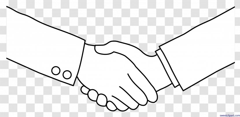 Clip Art Drawing Handshake Image Black And White - Cartoon - Hand Transparent PNG