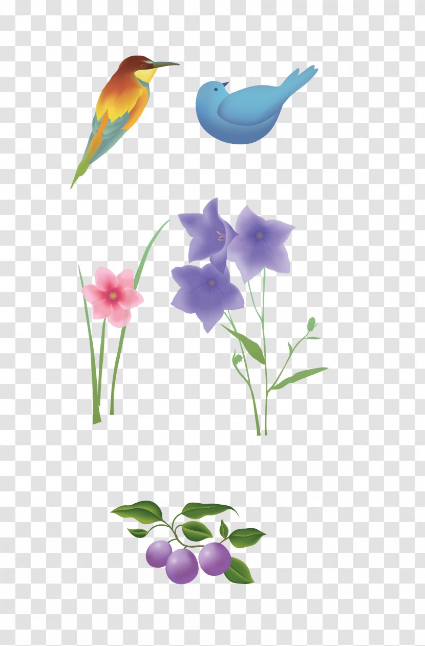 Euclidean Vector Computer File - Floristry - Chinese Style Painted Lilac Birds Transparent PNG
