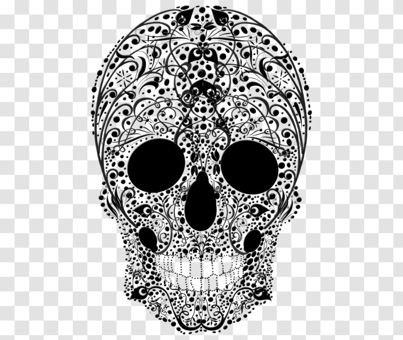 Skull White Headgear Black Font - Cafepress - Floral Transparent PNG