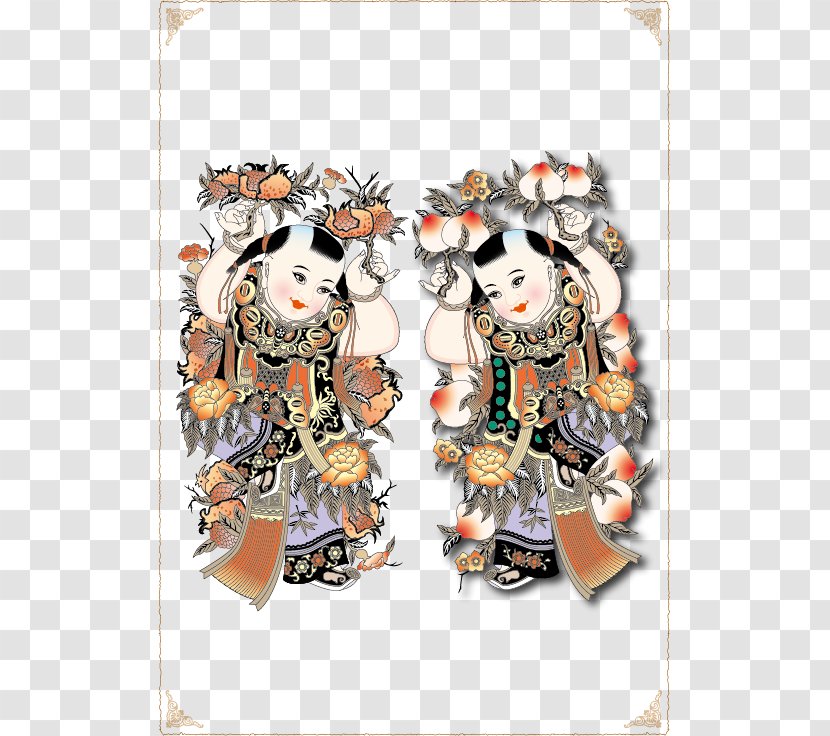 Traditional Chinese Characters Han New Year Clothing - Costume Design - Peach Doll Transparent PNG