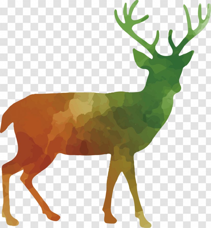 White-tailed Deer Red Reindeer Clip Art - Autocad Dxf - Colorful Animal Silhouettes Set Transparent PNG