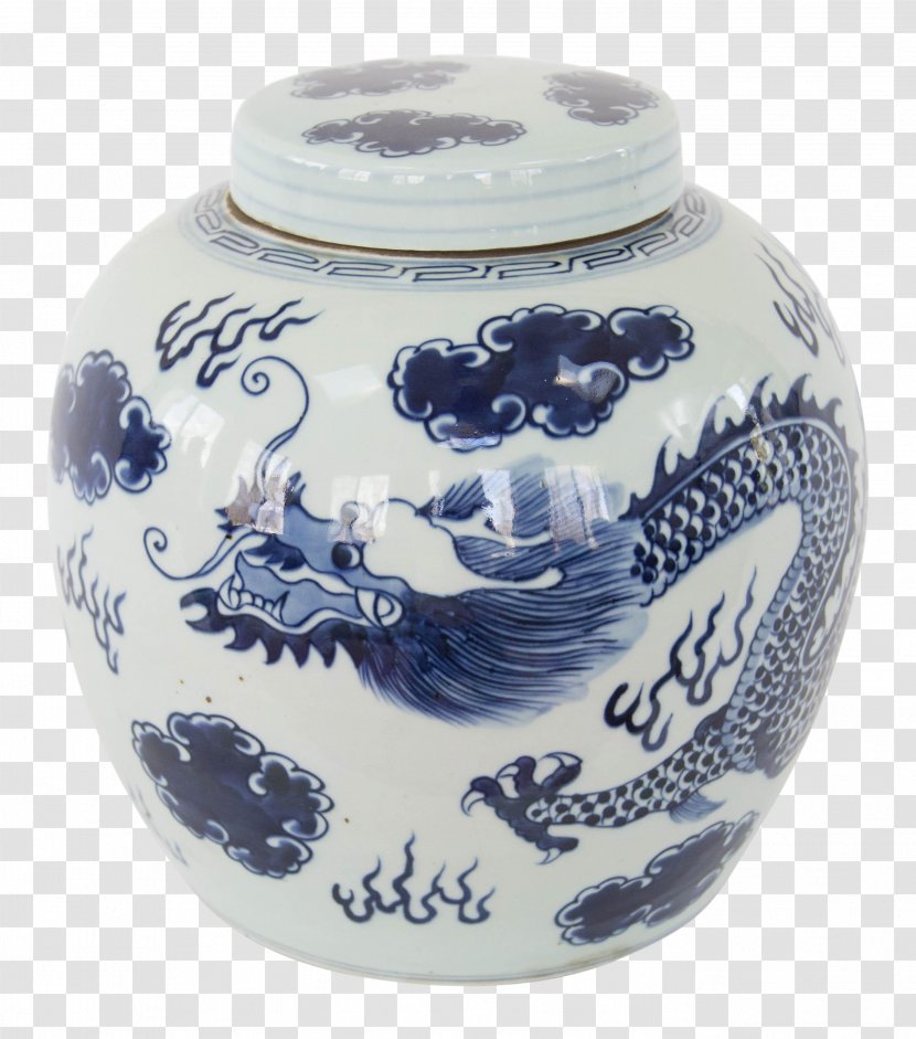 Blue And White Pottery Porcelain Vase Jar Ceramic - Chairish - Chinoiserie Transparent PNG