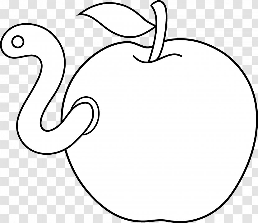 Worm Apple Coloring Book Clip Art - Tree - Logo Outline Transparent PNG