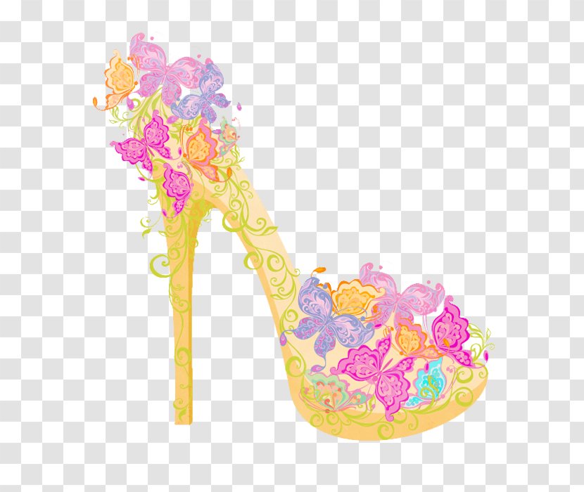 High-heeled Footwear Shoe Flower Illustration - Stiletto Heel - Decorative Pattern High Heels Transparent PNG