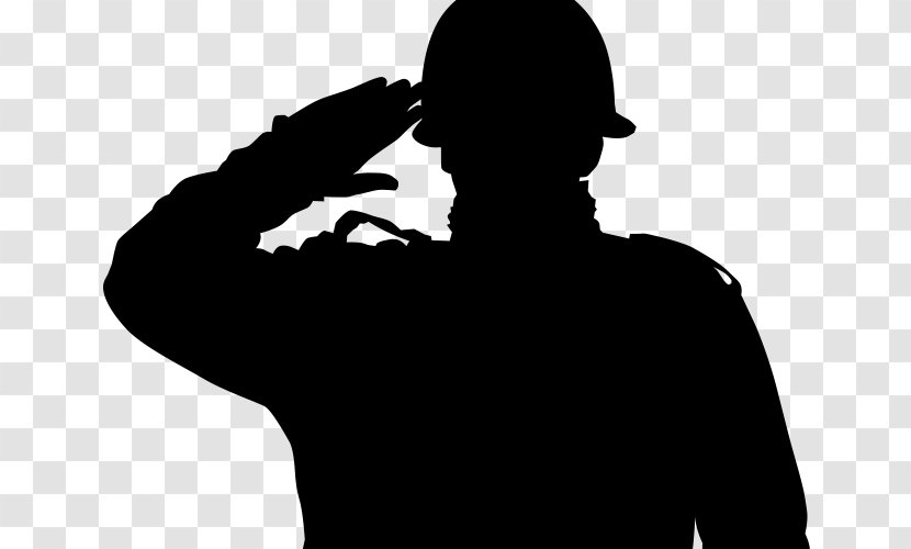 Soldier Military Army Salute - Black Transparent PNG