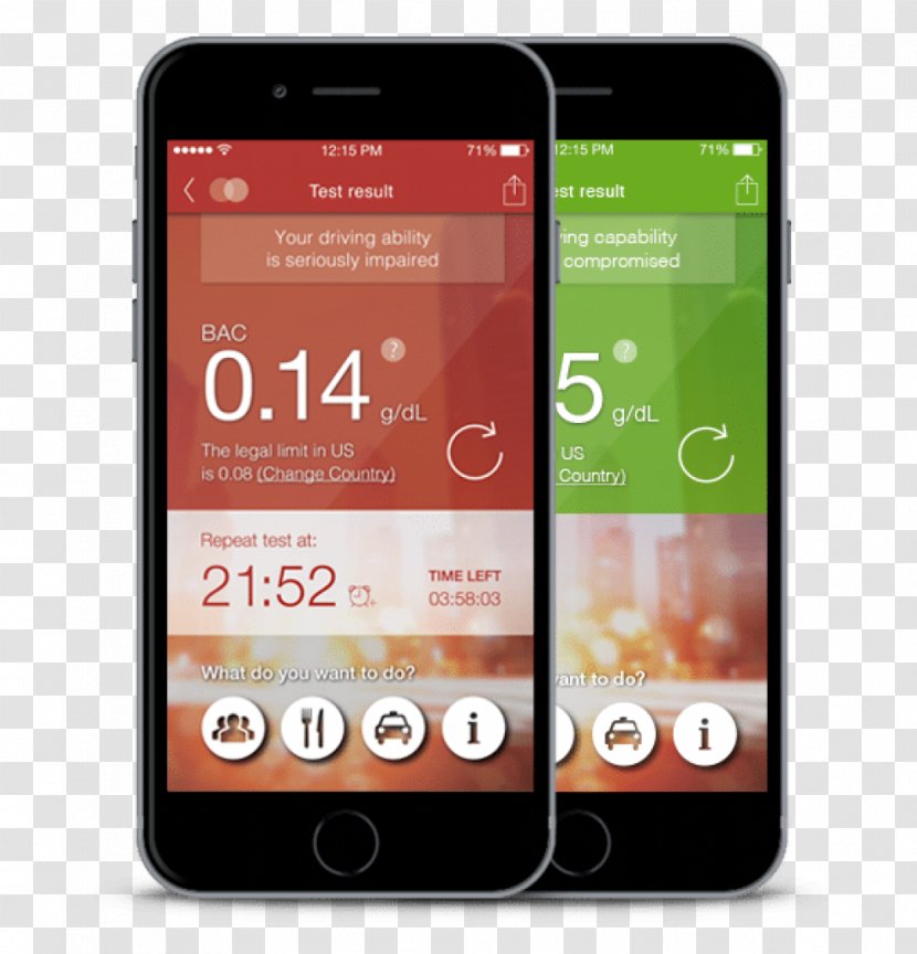 Smartphone Feature Phone Breathalyzer Telephone IPhone - Alcoholic Drink Transparent PNG