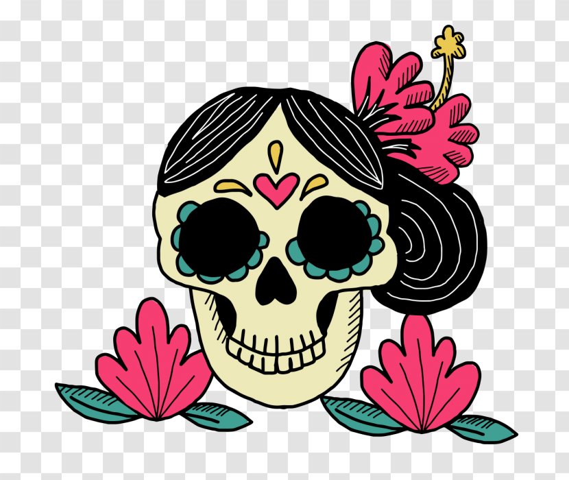 Day Of The Dead Skull - Sticker - Wildflower Transparent PNG