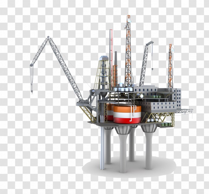 Oil Refinery Platform Petroleum Drilling Rig Offshore - Sea Transparent PNG