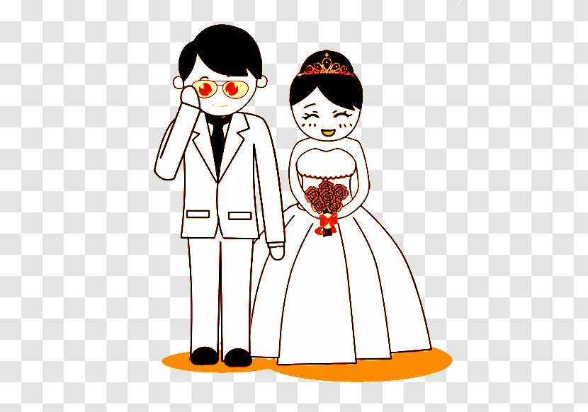 Human Behavior Homo Sapiens Wedding Doodle - Cartoon - Muslim Bride And Groom Transparent PNG