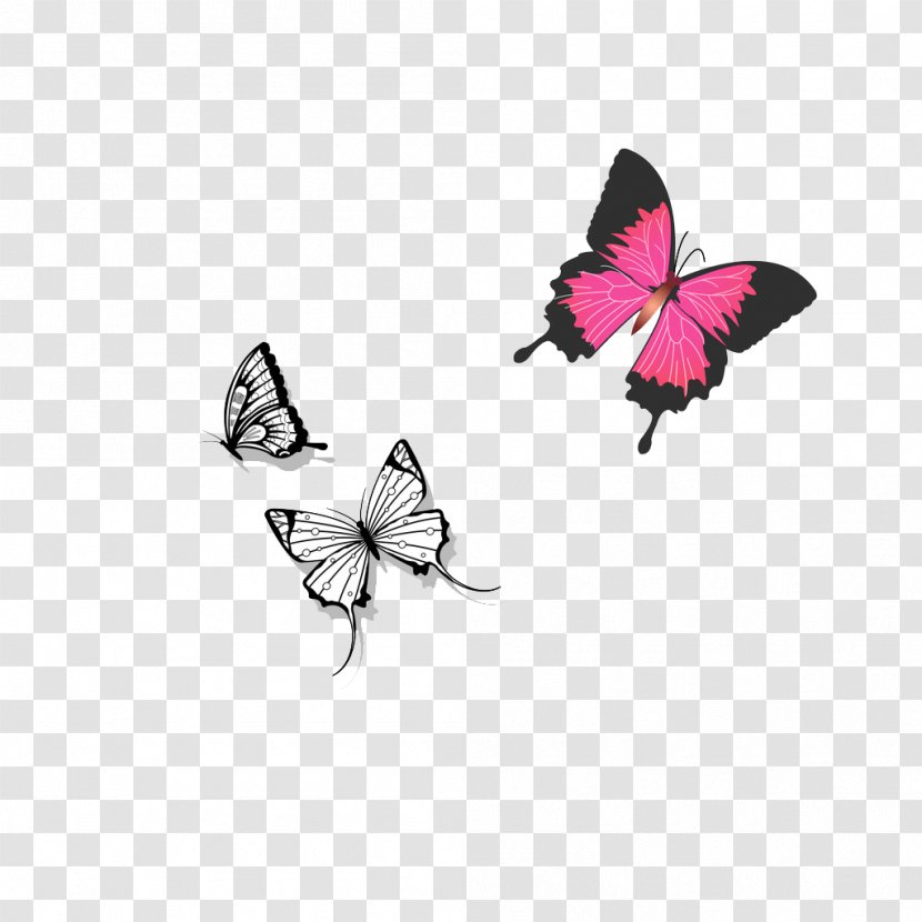 Butterfly Grey Red - Monarch - Creative Transparent PNG