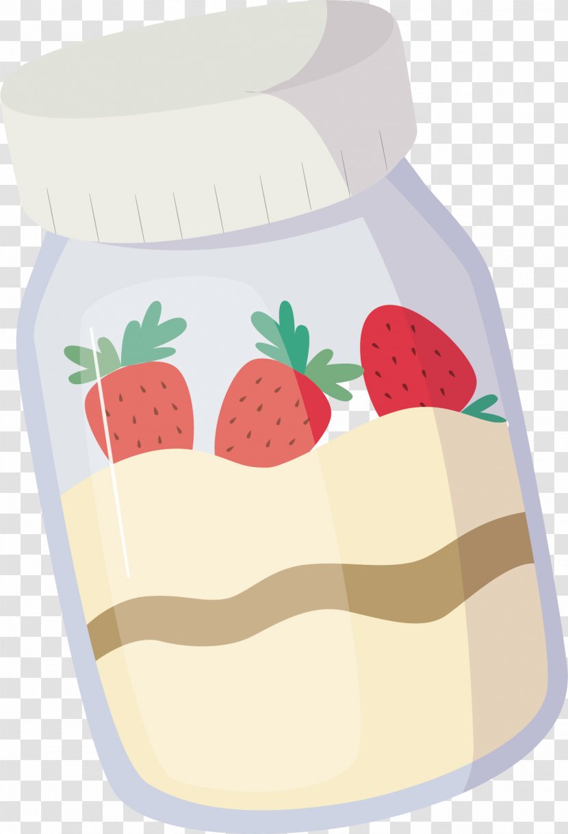 Milk Strawberry Canning Vecteur - Strawberries - Vector Hand-painted Canned Transparent PNG
