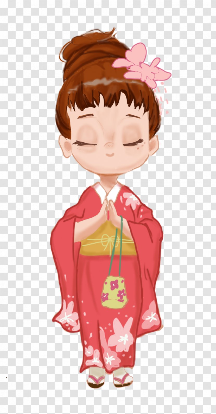 Kimono Poster Cartoon - Frame - Pink Clothes Women Transparent PNG